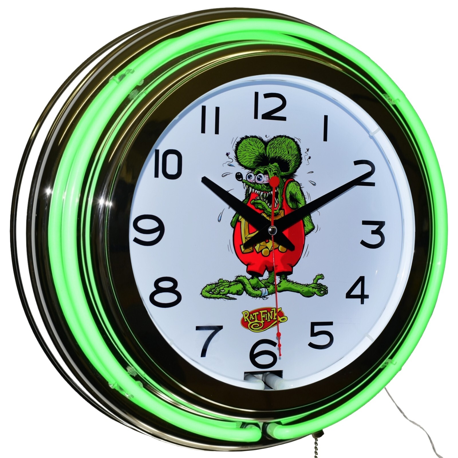 15″ Rat Fink Double Neon Clock Man Cave Garage Decor (Green)