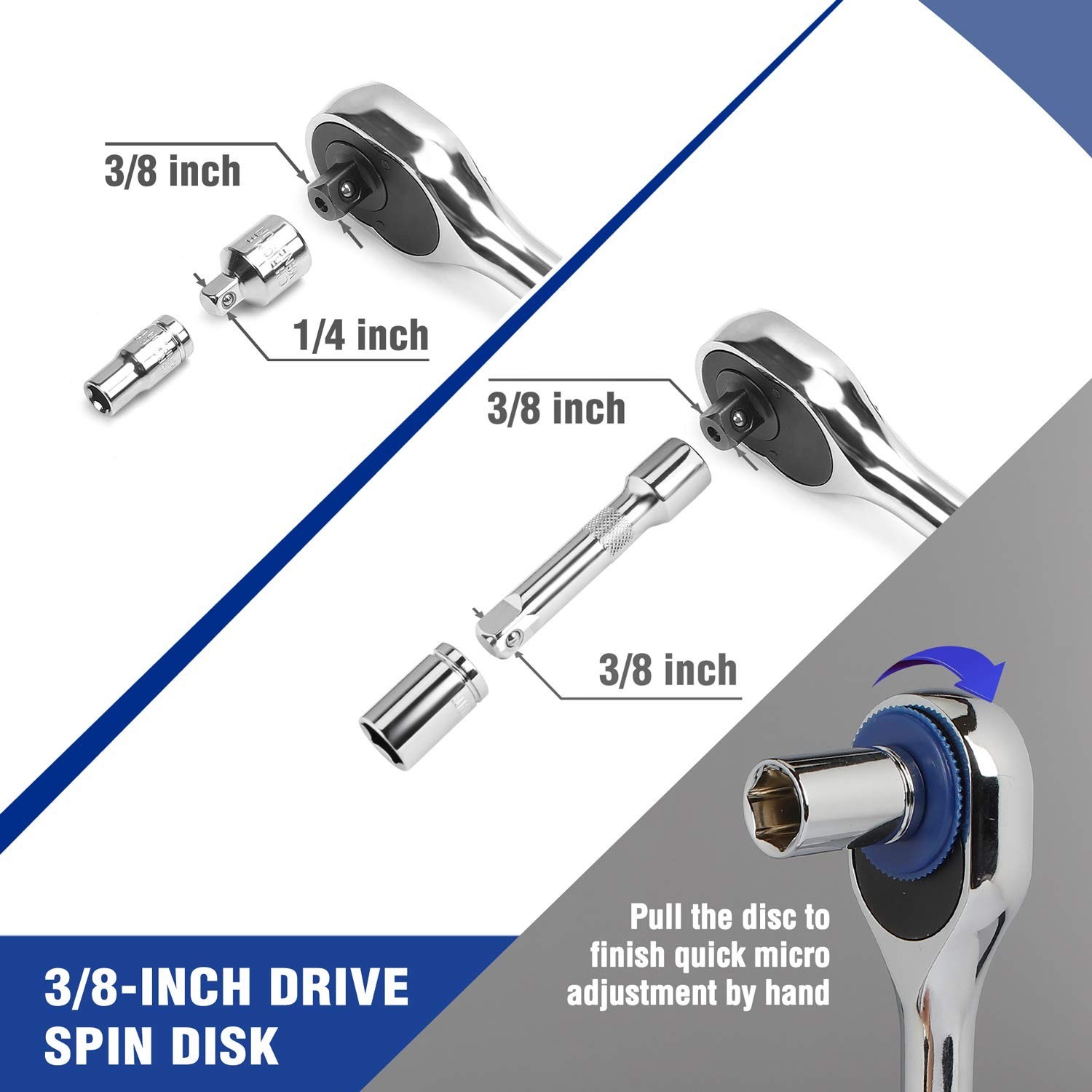 39-Piece Drive Socket Set – Metric & SAE, Quick-Release Ratchet, Extension Bar,