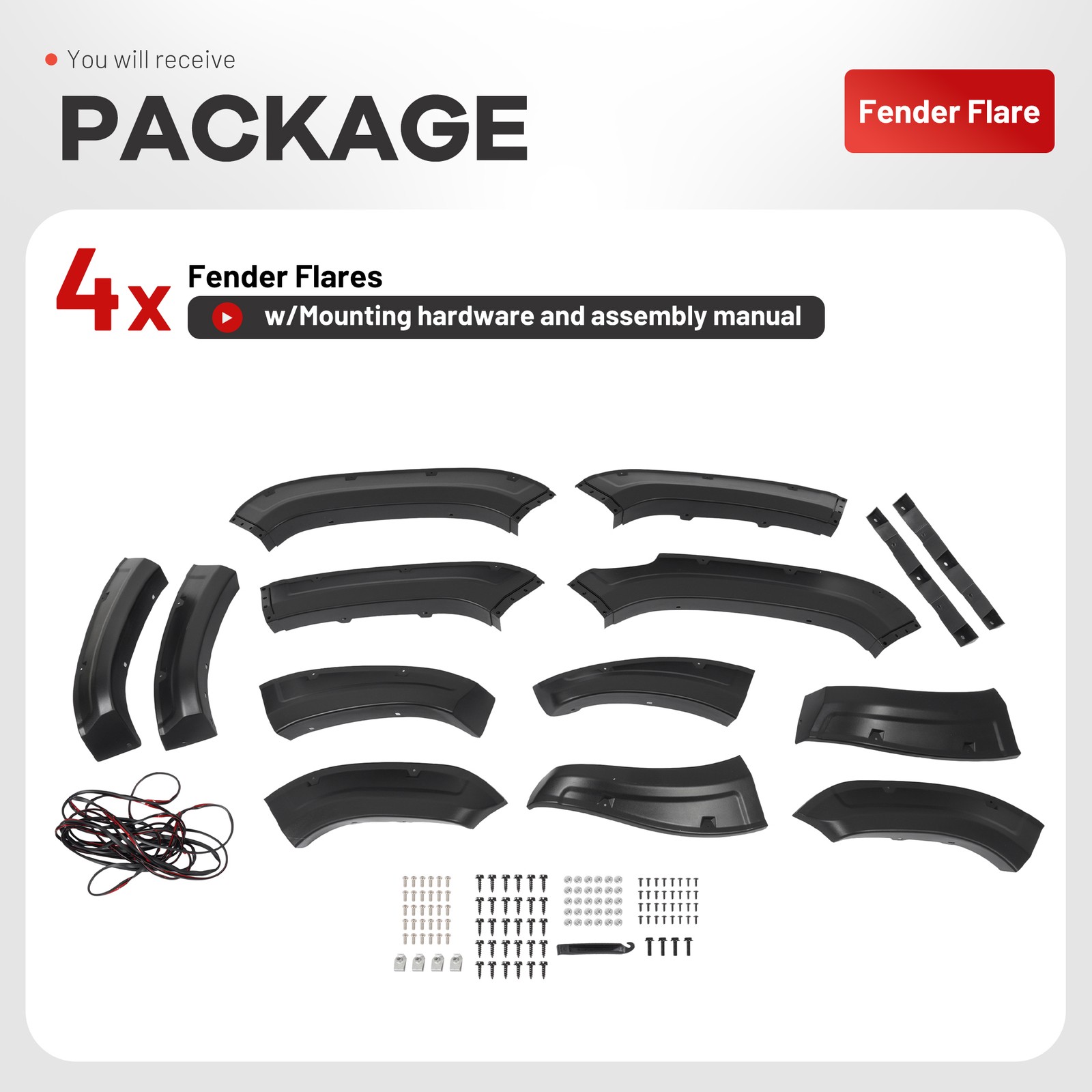Front Rear Pocket Rivet Fender Flares Set Textured For 2016-2023 Toyota Tacoma