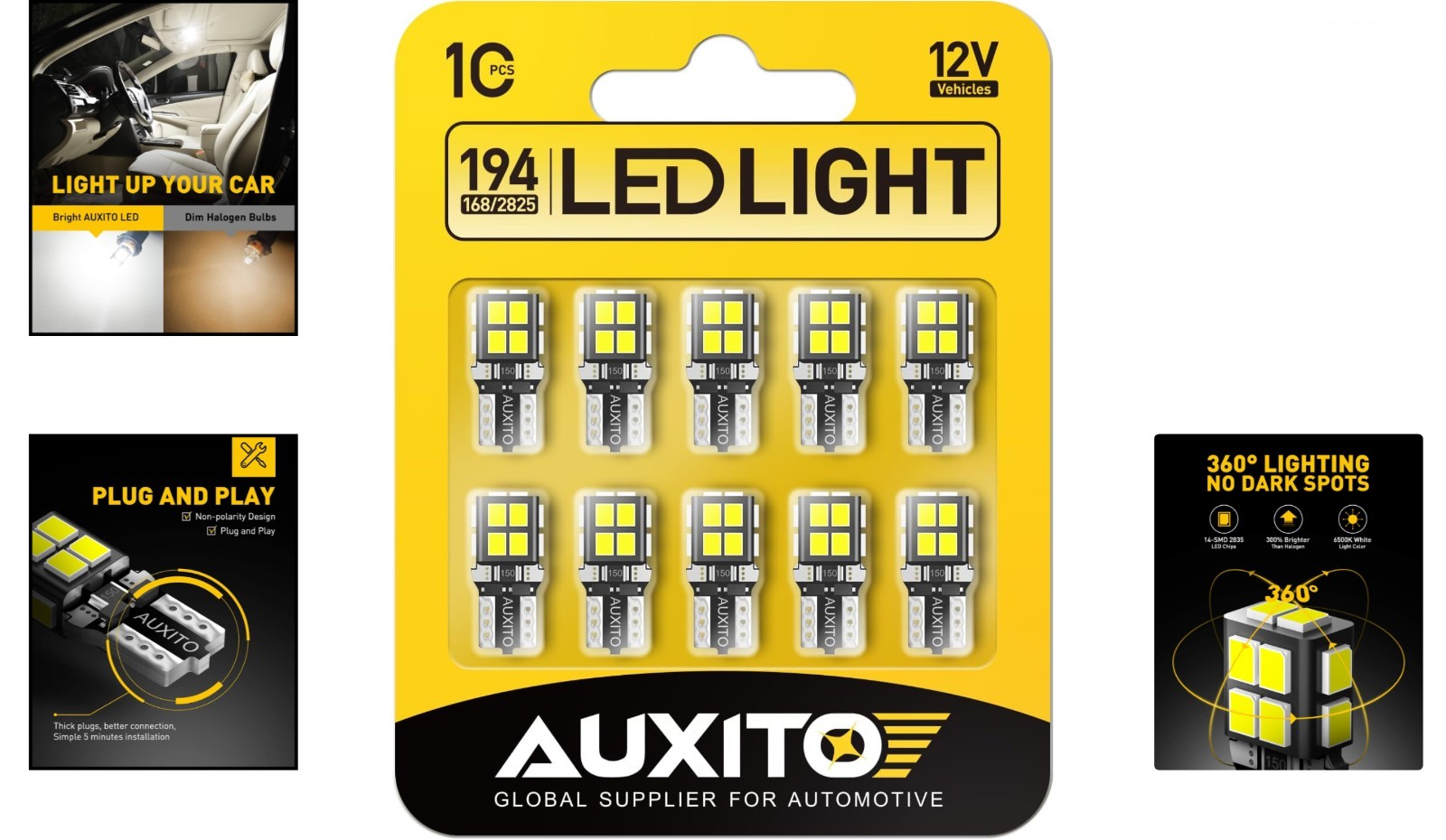 Long-Lasting 50,000 Hours 194 LED Bulbs – White Light for Diverse Applications