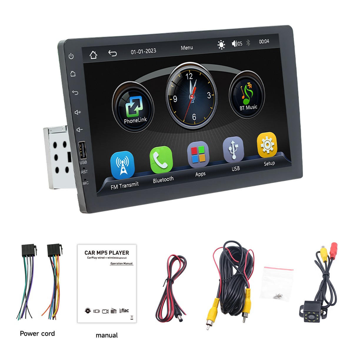 MP5 Player Single DIN Touch Screen 9in HD Car FM Radio Stereo In Dash Bluetooth