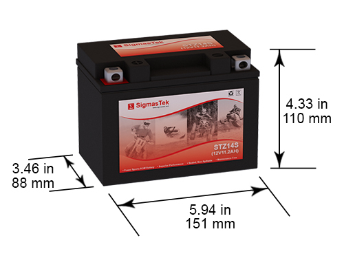 SigmasTek STZ14S Battery Replacement for Yamaha Bolt, Bolt R-SPEC 950CC 2014-22