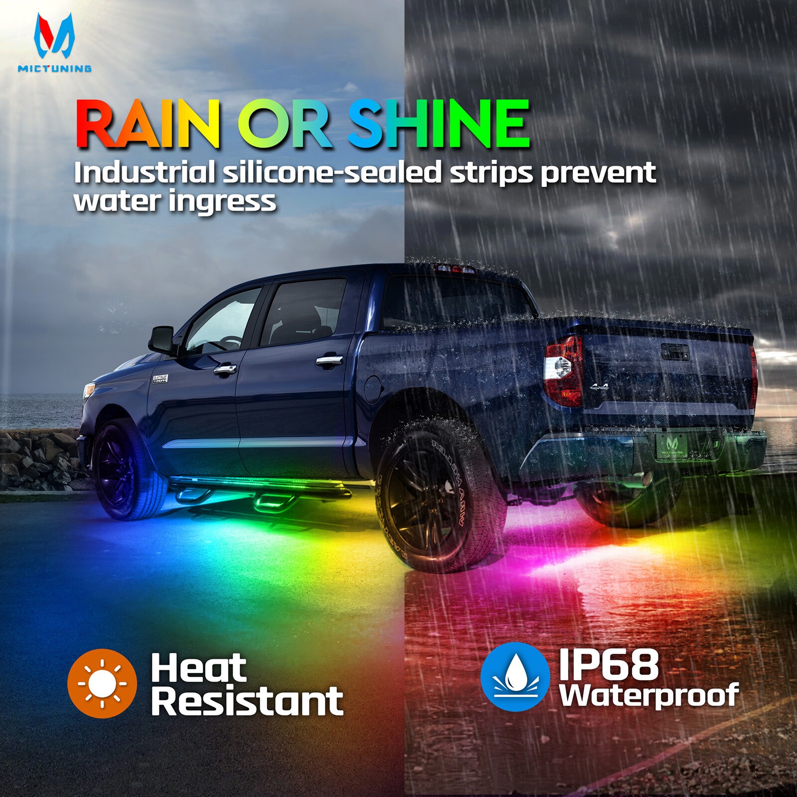 N3 Wireless Car Underglow Light Strip, RGB+IC Chasing Underbody Light Neon Kits