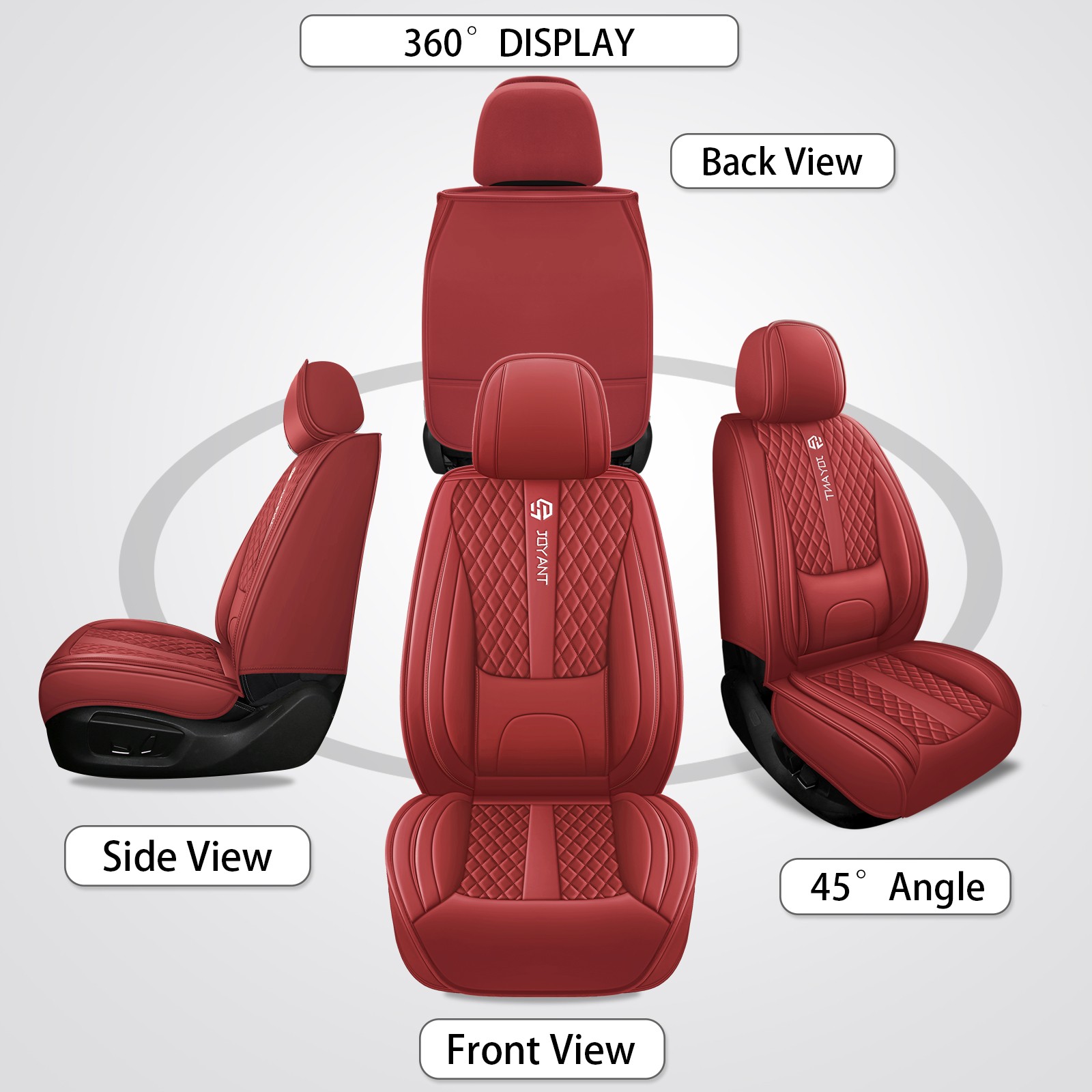 Luxury Nappa Leather Car Seat Covers with Lumbar Support Full Set Universal Fit