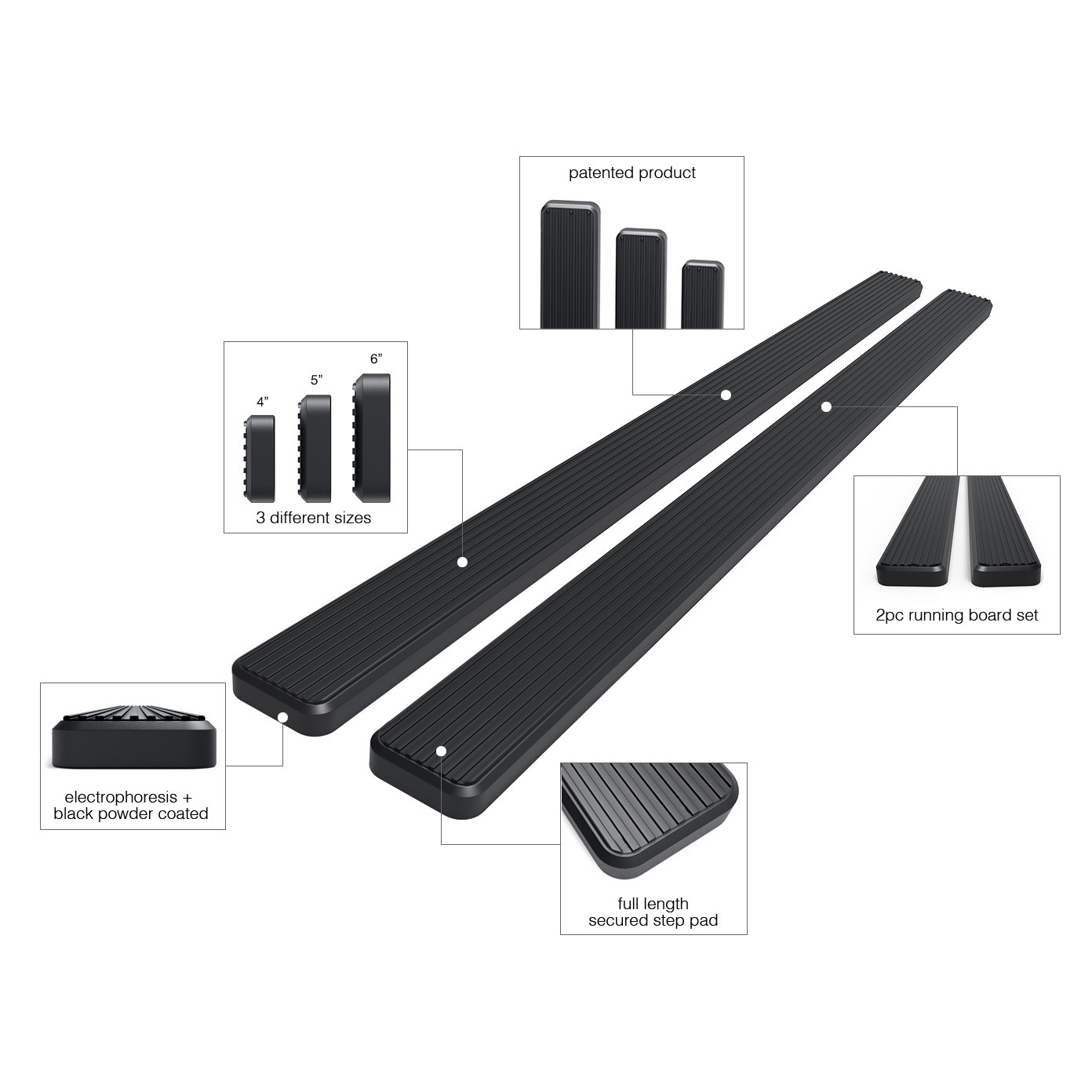 SUPERSEDED Running Boards 5″ Matte Black Fit 11-16 KIA Sportage