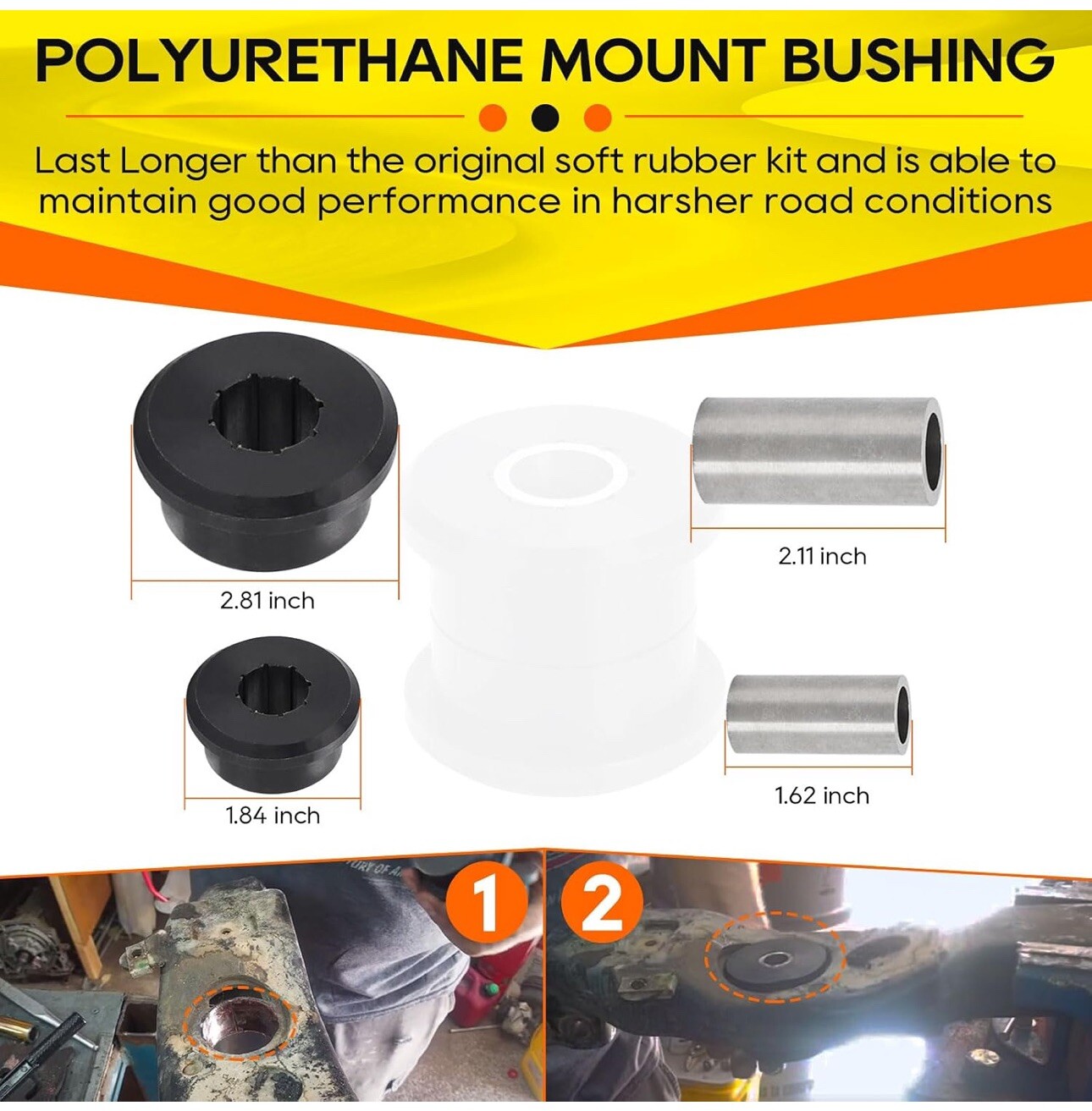 AUTOVIC Polyurethane Front Differential Side Mount Bushings for Hummer H3 H3T…