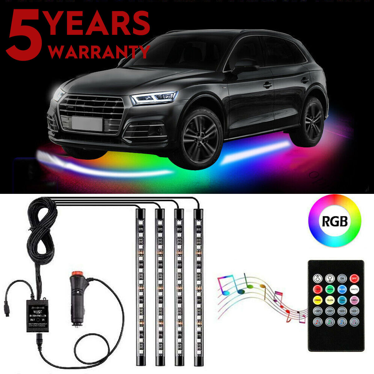 4PC 5050 RGB IC Dream Color Underglow LED Neon Kit Light Strip For Car Truck US