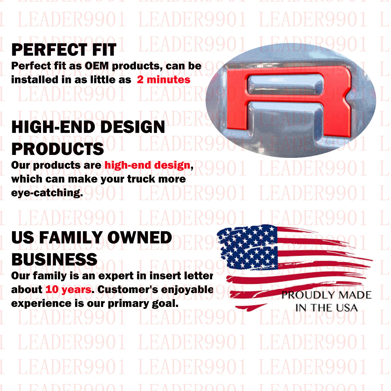 Red Tailgate Letters ABS Plastic Inserts for 2019-2022 Ford Ranger 0.1IN