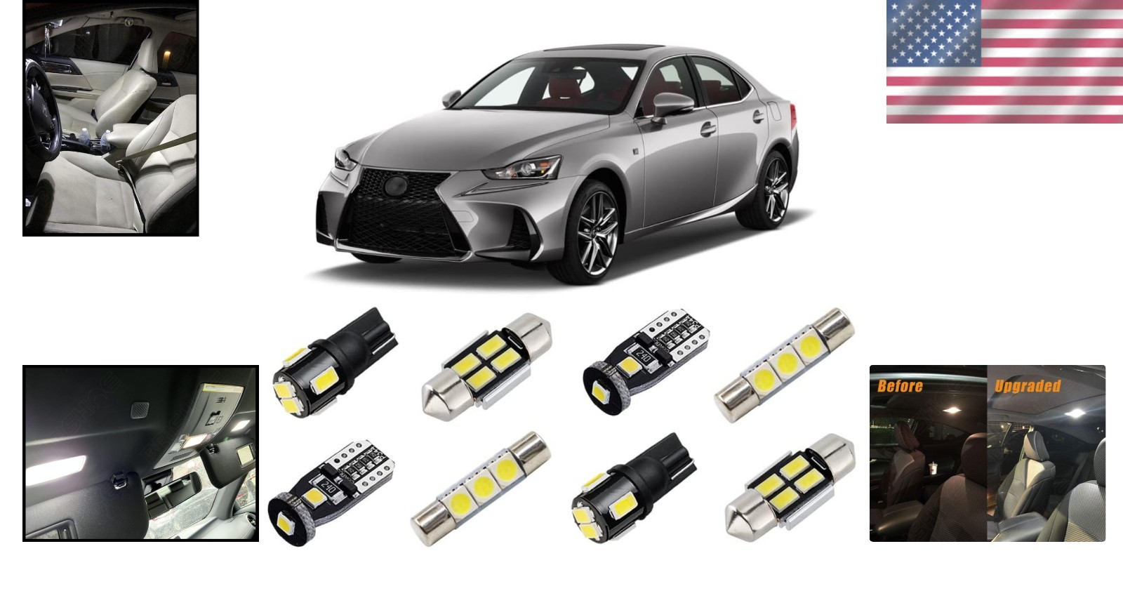 Long-Lasting LED Interior Lighting for 2014-2019 Lexus IS – 50,000 Hours