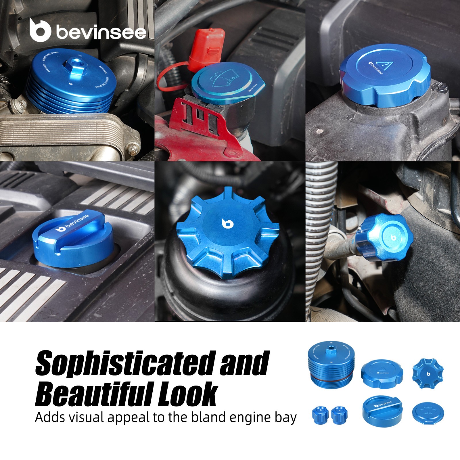 Set of 7 Engine Cap Package Blue For BMW E8X E9X N20 N26 N51 N52 N54 N55