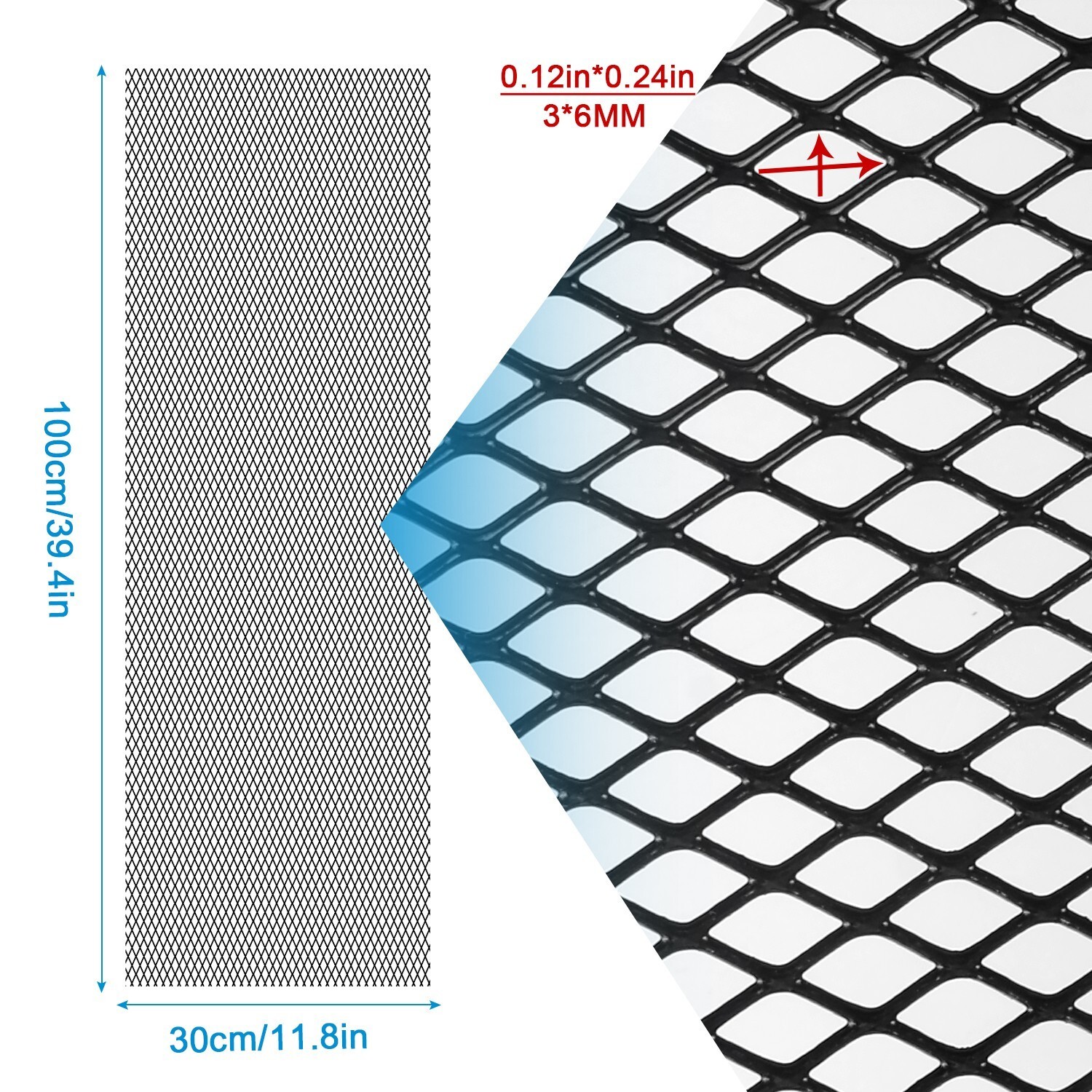 40″x 13″ Car Honeycomb Mesh Grill Spoiler Bumper Vent Grille Net 0.11″X0.23″