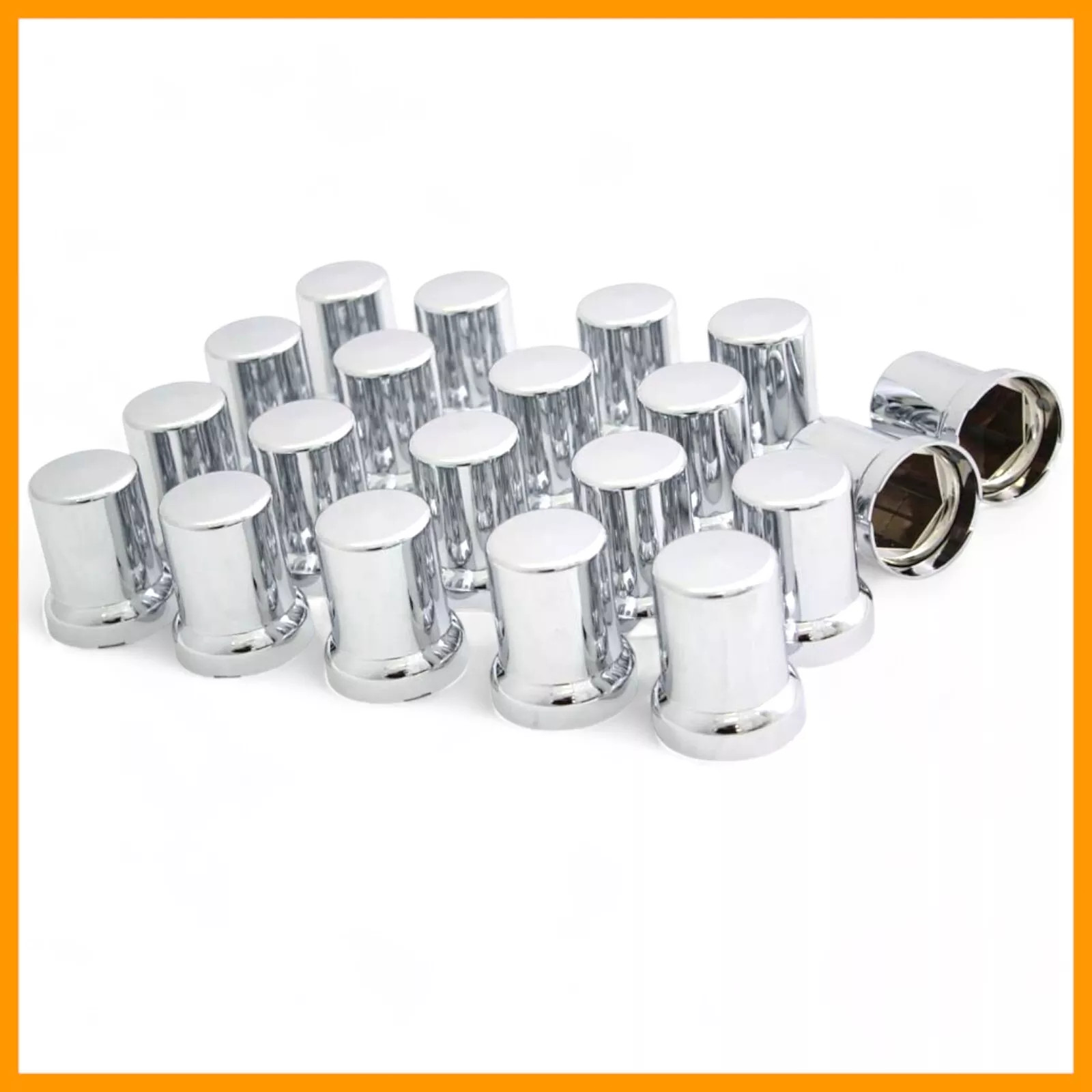Chrome Plastic 33mm x 2-3/8” Push-On Lug Nut Covers Top Hat w/ Flange 20PCS