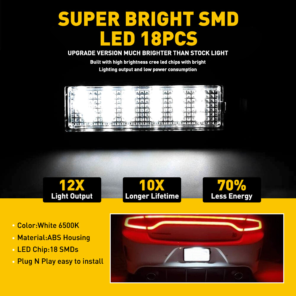 For 2017-2021 Jeep Compass LED License Plate Light White 6500K WaterProof OXILAM