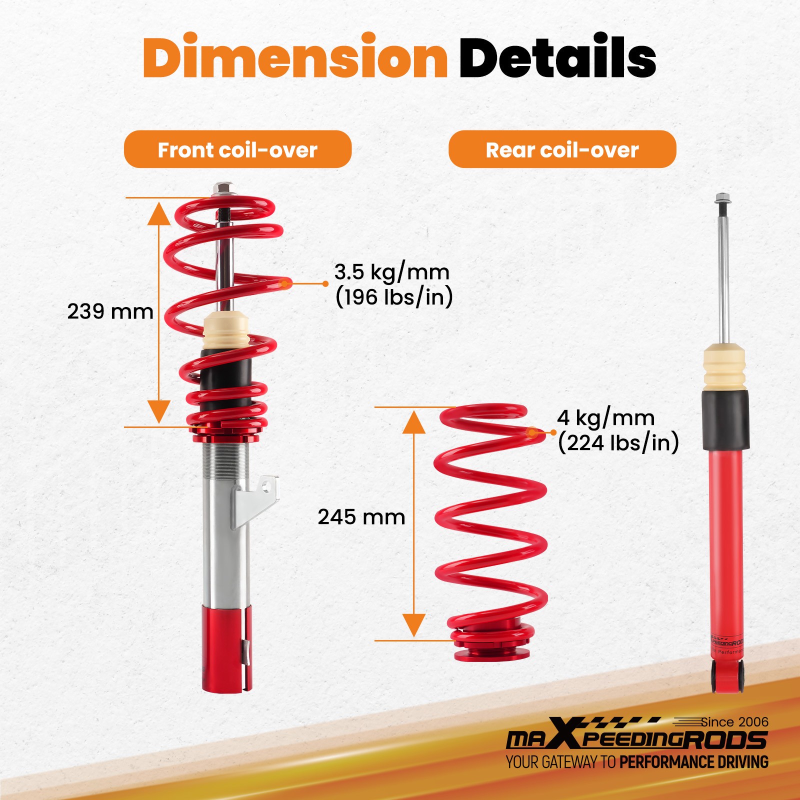 MaXpeedingrods COILOVER Suspension KIT FOR VW MK5 MK6 GOLF/JETTA 06-14 Struts