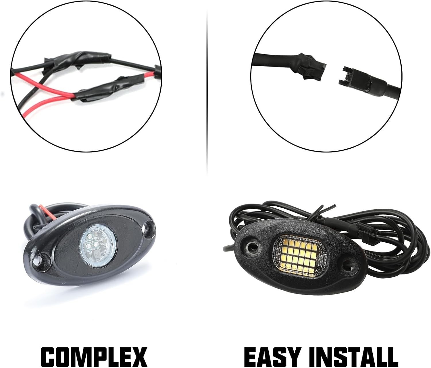 8 Pods Pure White Rock Lights Wide Angle for Truck Car ATV UTV SUV Motorcycle