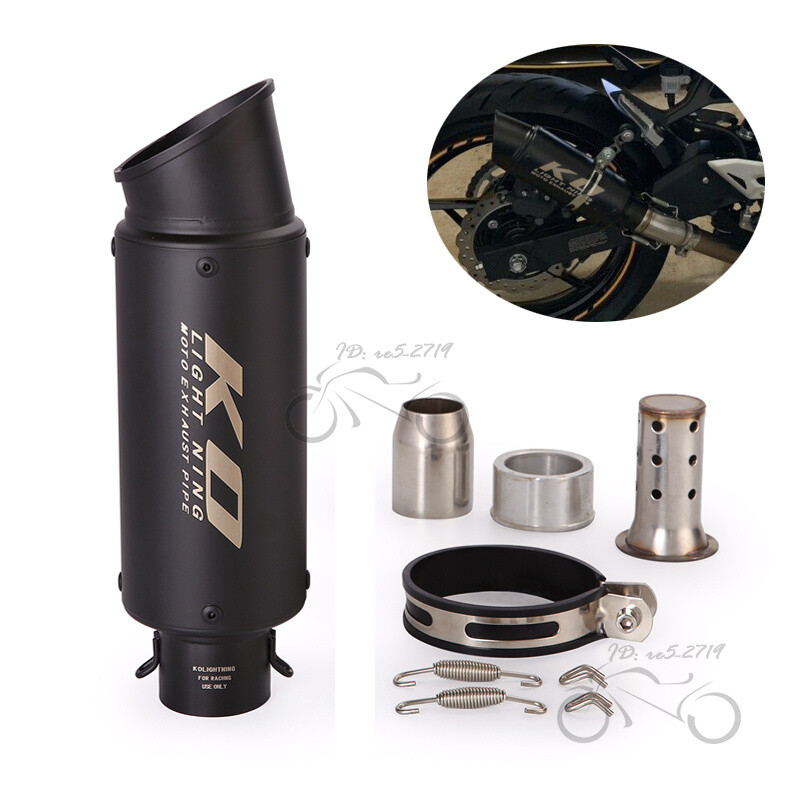 60mm Universal Exhaust Tips Black Motorcycle Modified Loud Muffler Pipe 2.36″