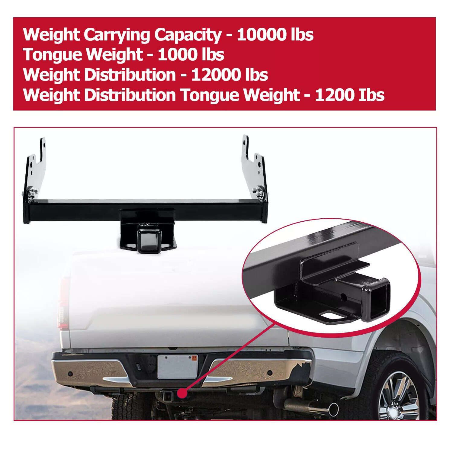 HECASA Class 4 Trailer Hitch Receiver Bumper Tow Heavy Duty For 15-23 Ford F150