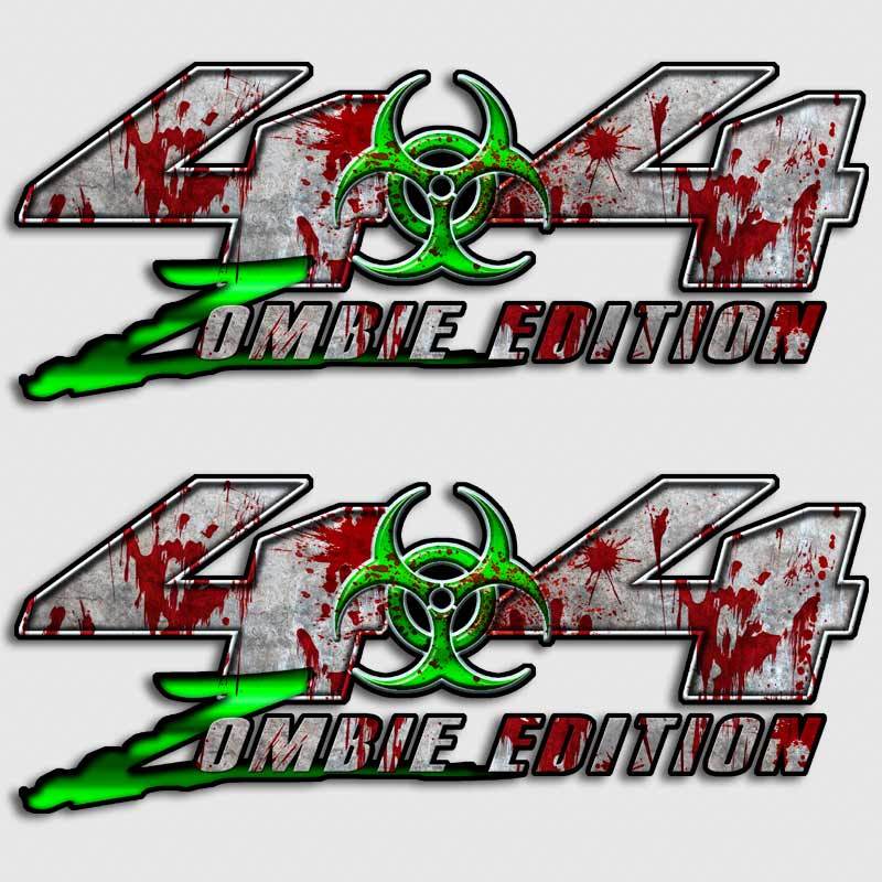 4×4 ZOMBIE EDITION Truck Decal Green Blood BIOHAZARD for Chevy Toyota Dodge Ford