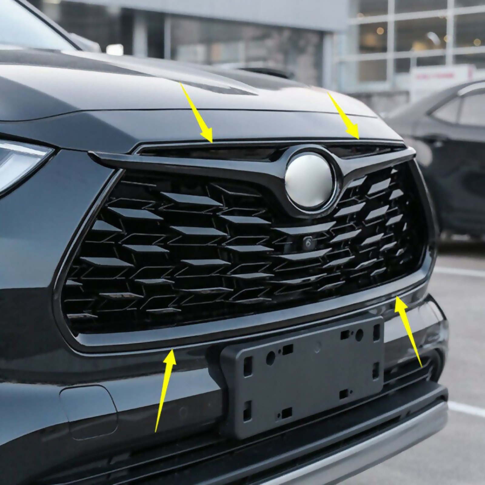 New Black Front Grille Garnish Frame Trim for Toyota Highlander 2020-2022 ABS1