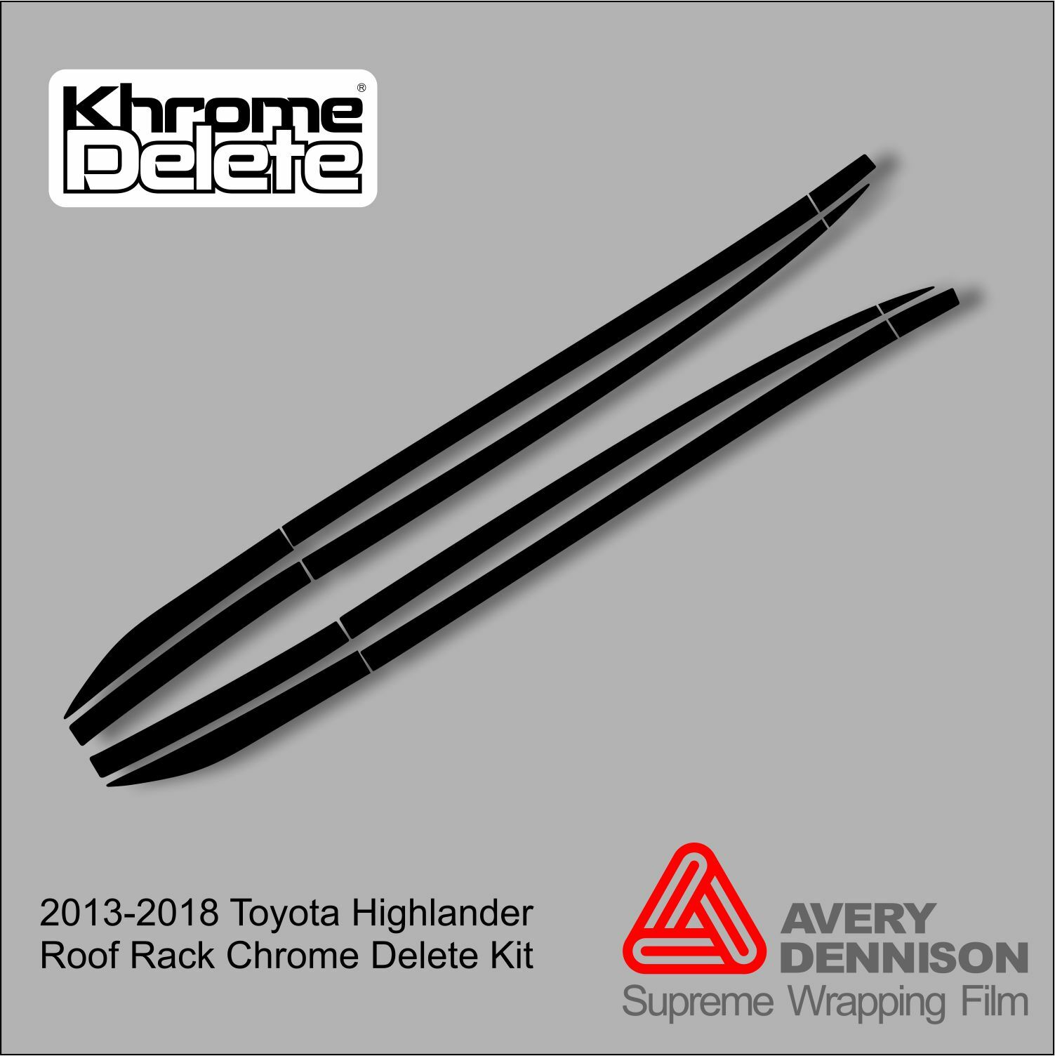 Chrome Delete Vinyl Wrap fitting the 2014-2019 Toyota Highlander Roof Rack