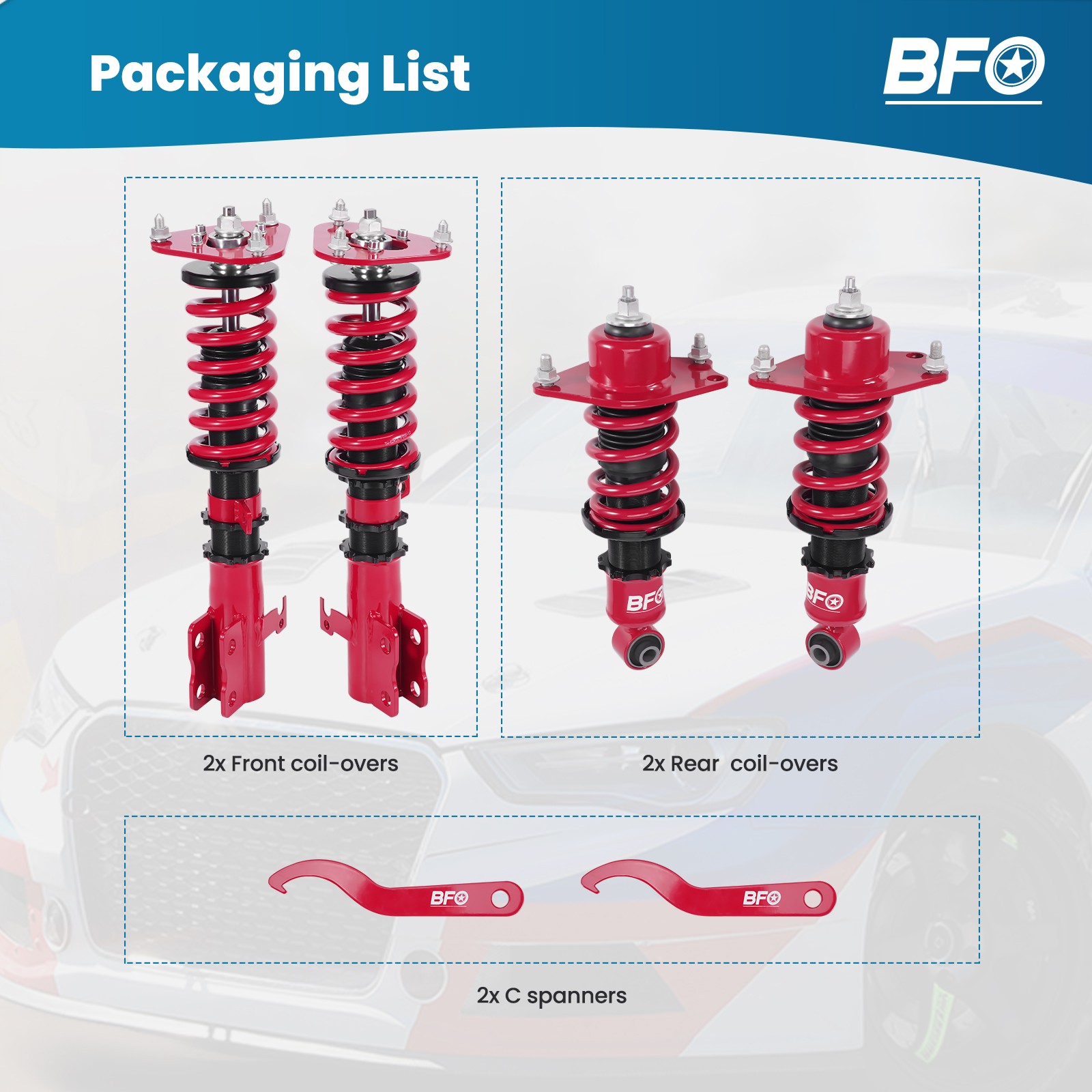 BFO Coilovers Shock Struts Kit For Toyota Celica 2000-2006 Adjustable Height