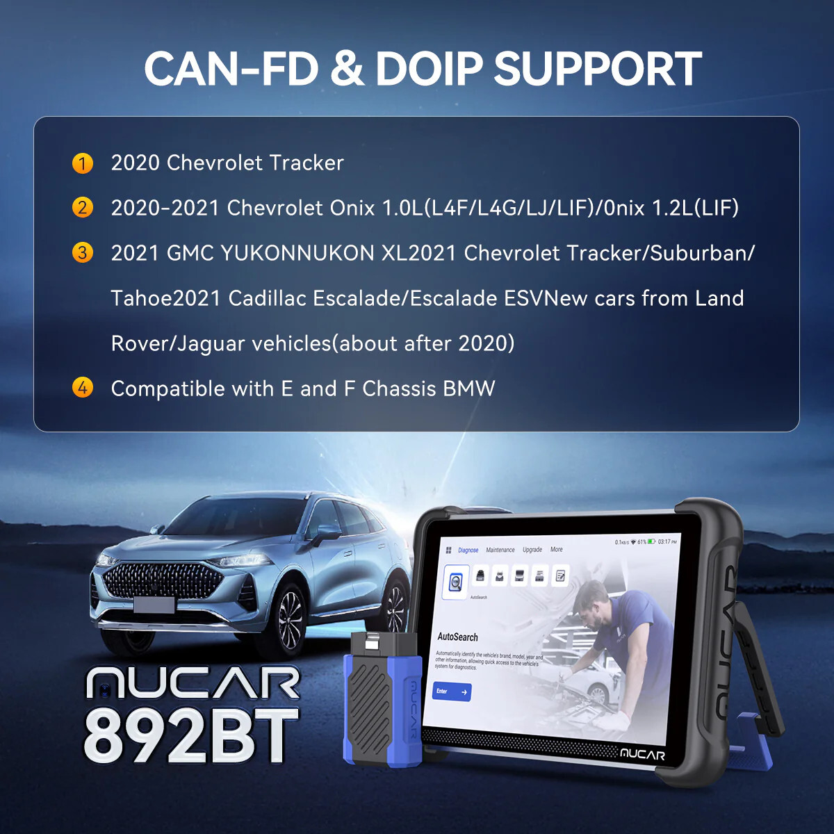 MUCAR 892BT TPMS OBD2 Scanner Diagnostic Tool Bidirectional ECU Coding 35+ Reset
