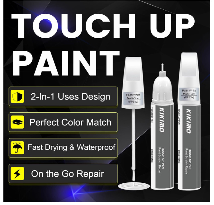 Tesla Touch Up Paint Pearl White PPSW 2-in-1 Pen Brush Scratch Repair