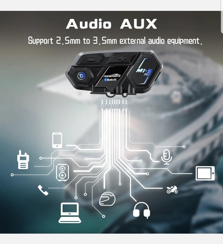 2x M1-S Pro Motorcycle Intercom Bluetooth Headset Helmet Interphone System 2000m