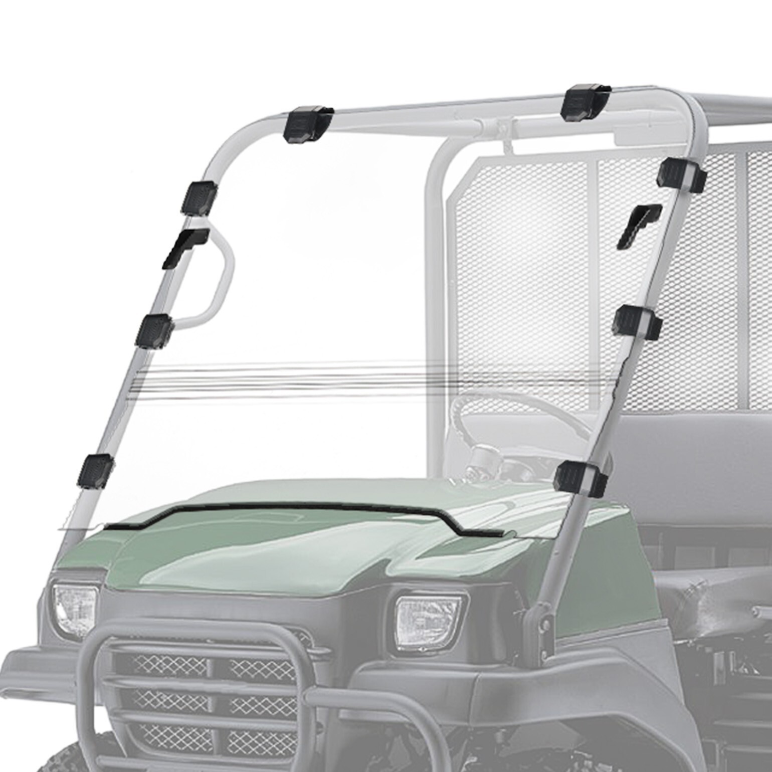 KEMIMOTO Front Folding Windshield Fold Up Clear for Kawasaki Mule 3010 2003-2009