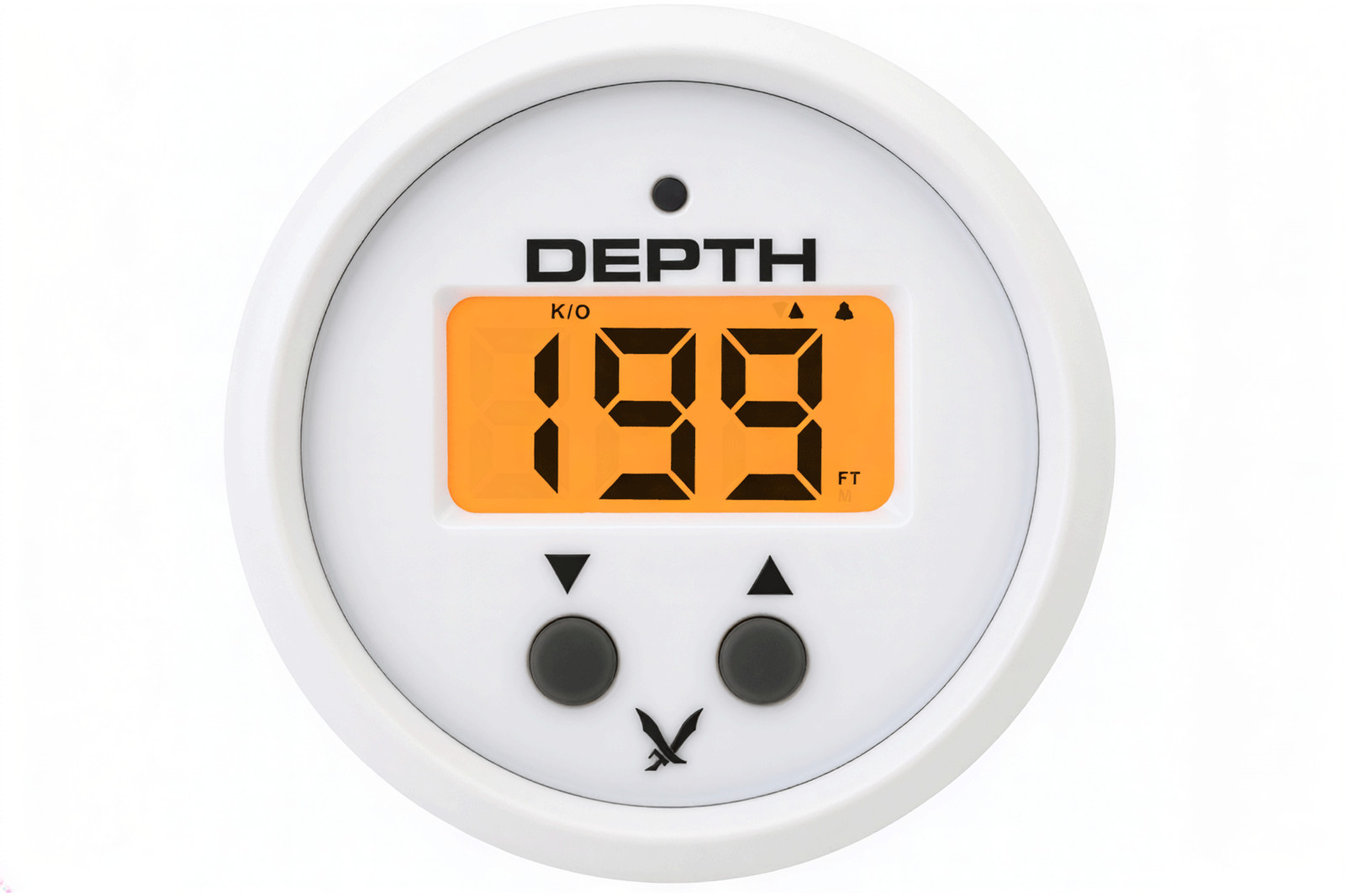 Hawkeye DepthTrax Prism Depth Gauge, Transom Mount Transducer, White Black Silve
