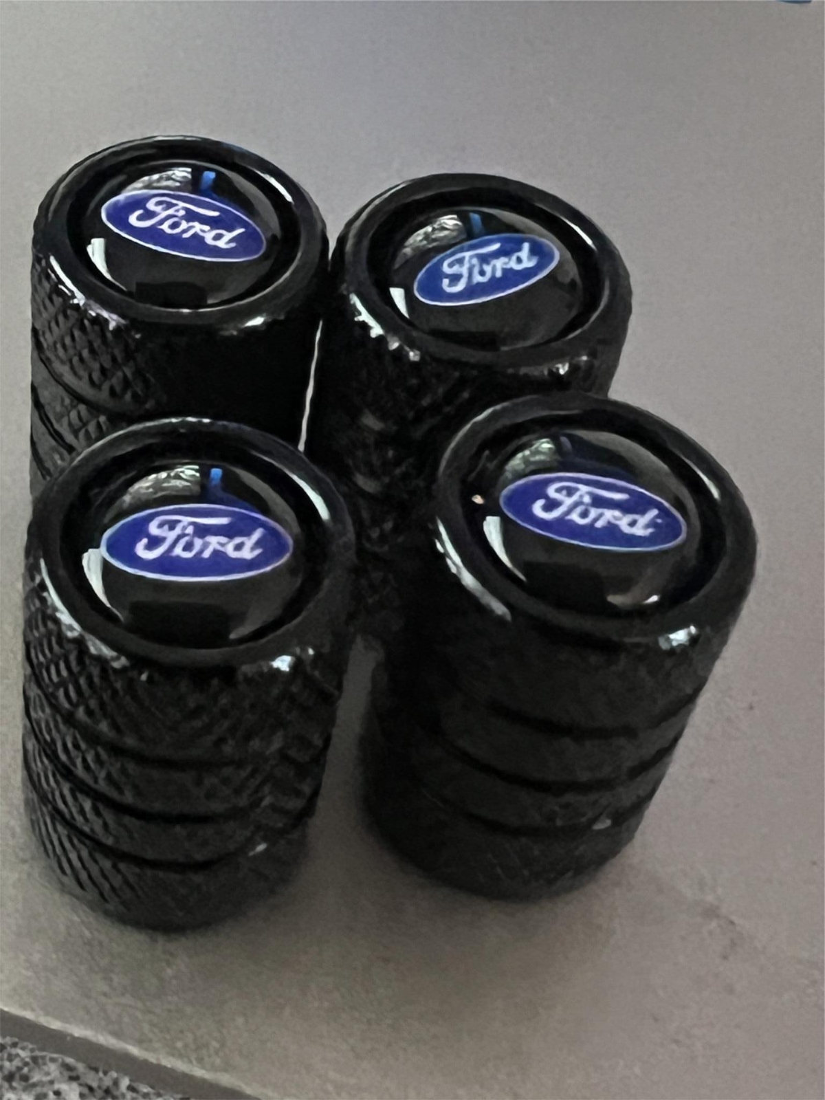 4 Black Ford Tire Valve Stem Caps For Truck Car Universal Fitting Free Shipping