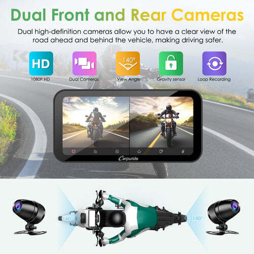 Carpuride W603 Wireless Carplay Android Auto Moto Stereo W/HD 1080P Dual Cameras