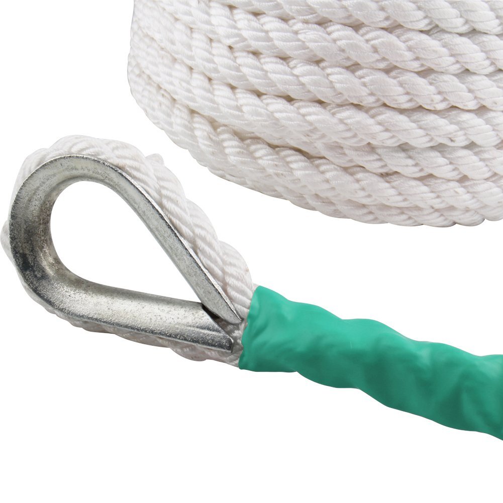 1/2″ 200FT Twisted Three Strand Nylon Anchor Rope Braided Boat Line w/ Thimble
