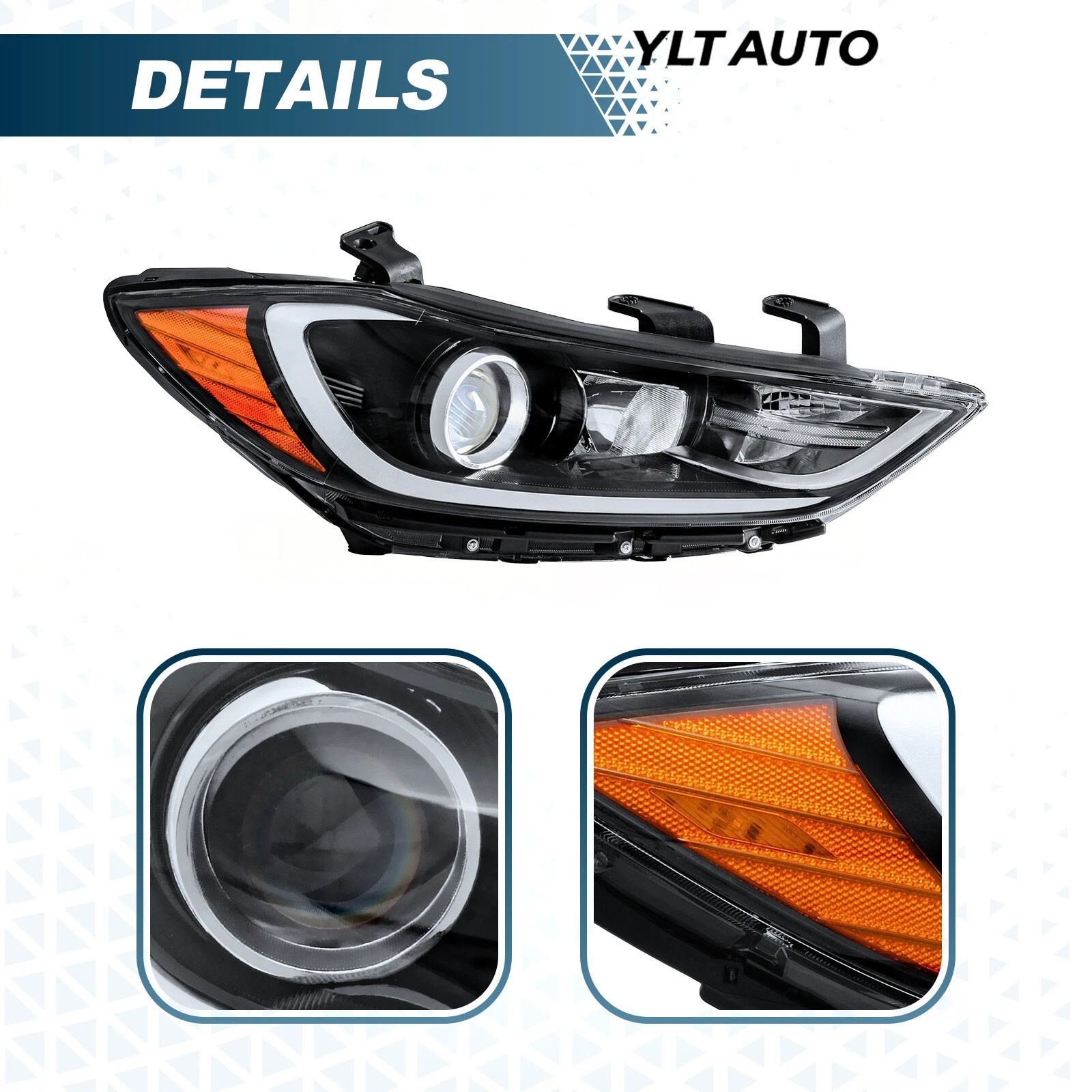 Headlight Pair Halogen For 2017 2018 Hyundai Elantra Headlamp Passenger Driver