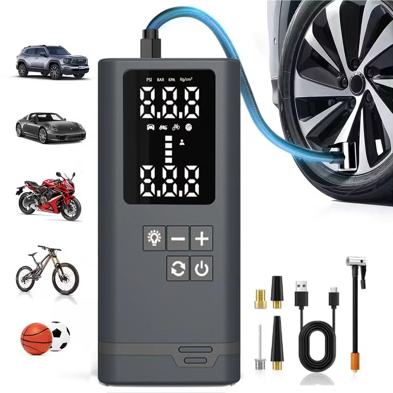 Tire Inflator Pump Portable Air Compressor Wireless Inflator Pump LED Light USB
