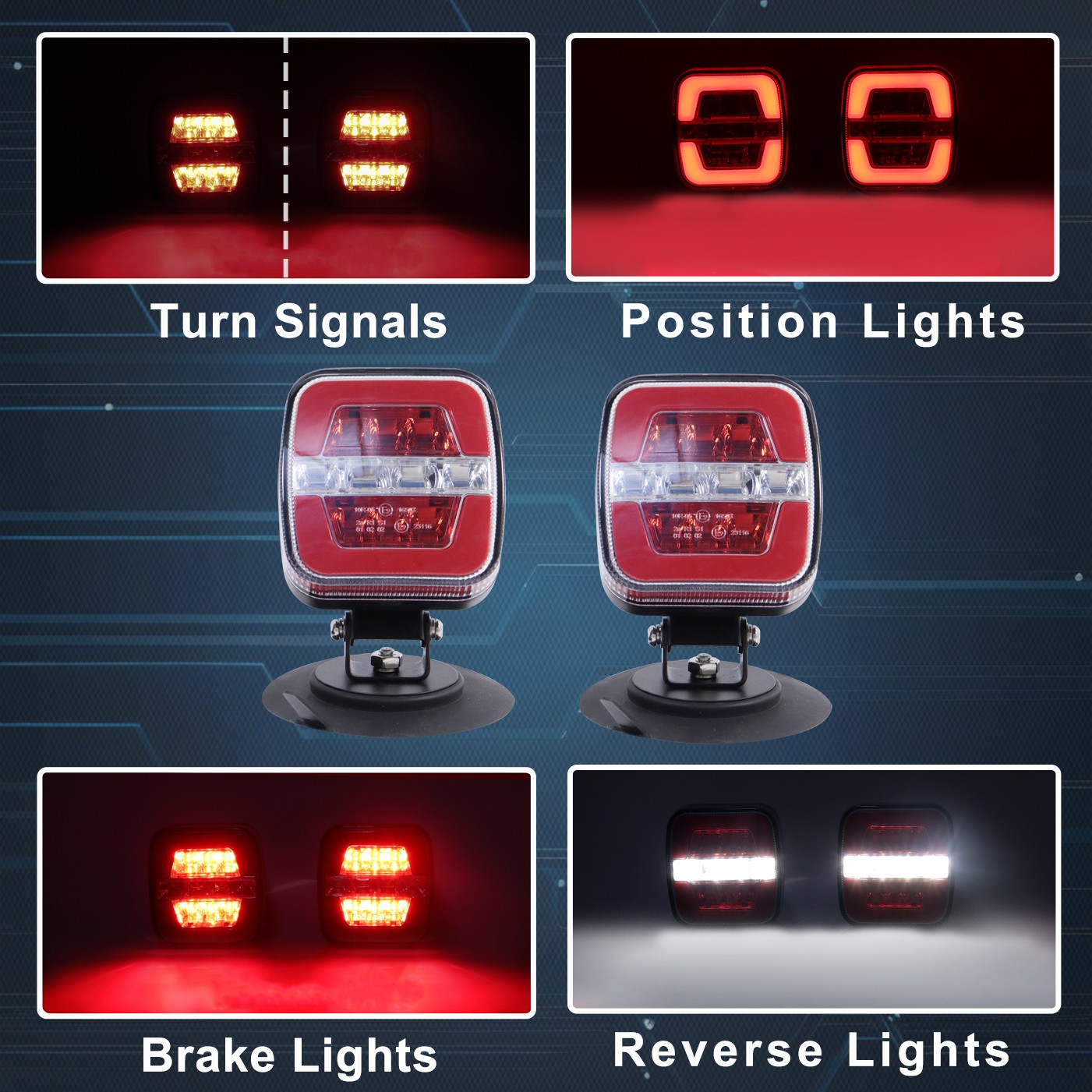 Rechargeable Magnetic Trailer Lights, IP67 Waterproof Wireless LED for Trucks RV