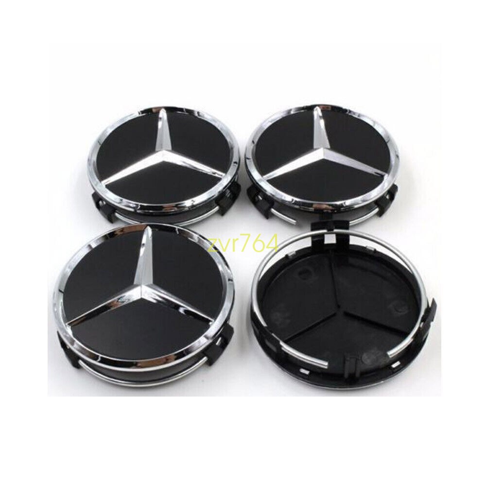 4PCS 75mm Wheel Center Hub Caps Cover Logo Badge Emblem For Mercedes Benz USA