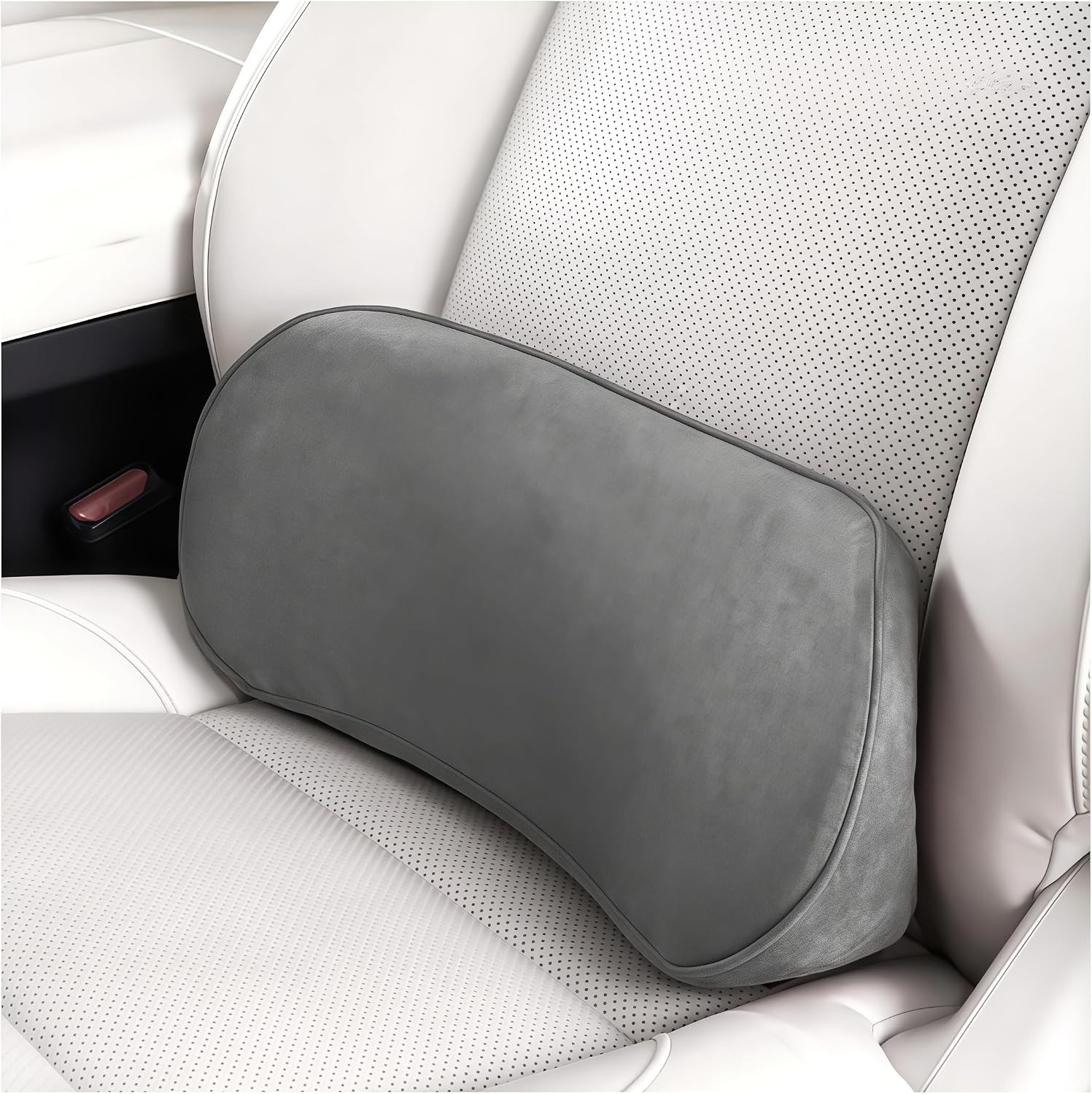 Memory Foam Lumbar Support Pillow Back Cushion, Dark Gray, Lower Back Pain Relie
