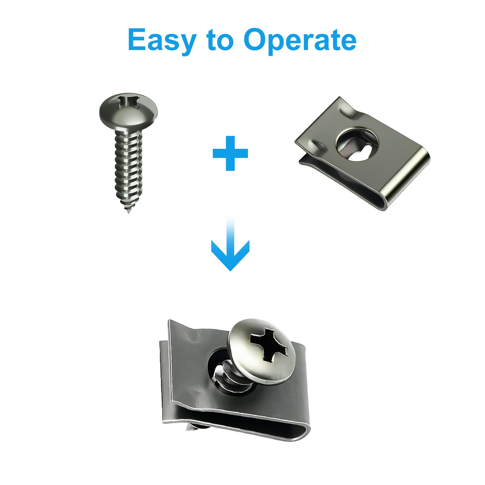 100pcs Clips Kit U Brackets Screws & Body Bolts Universal Car Panel Fastener Kit