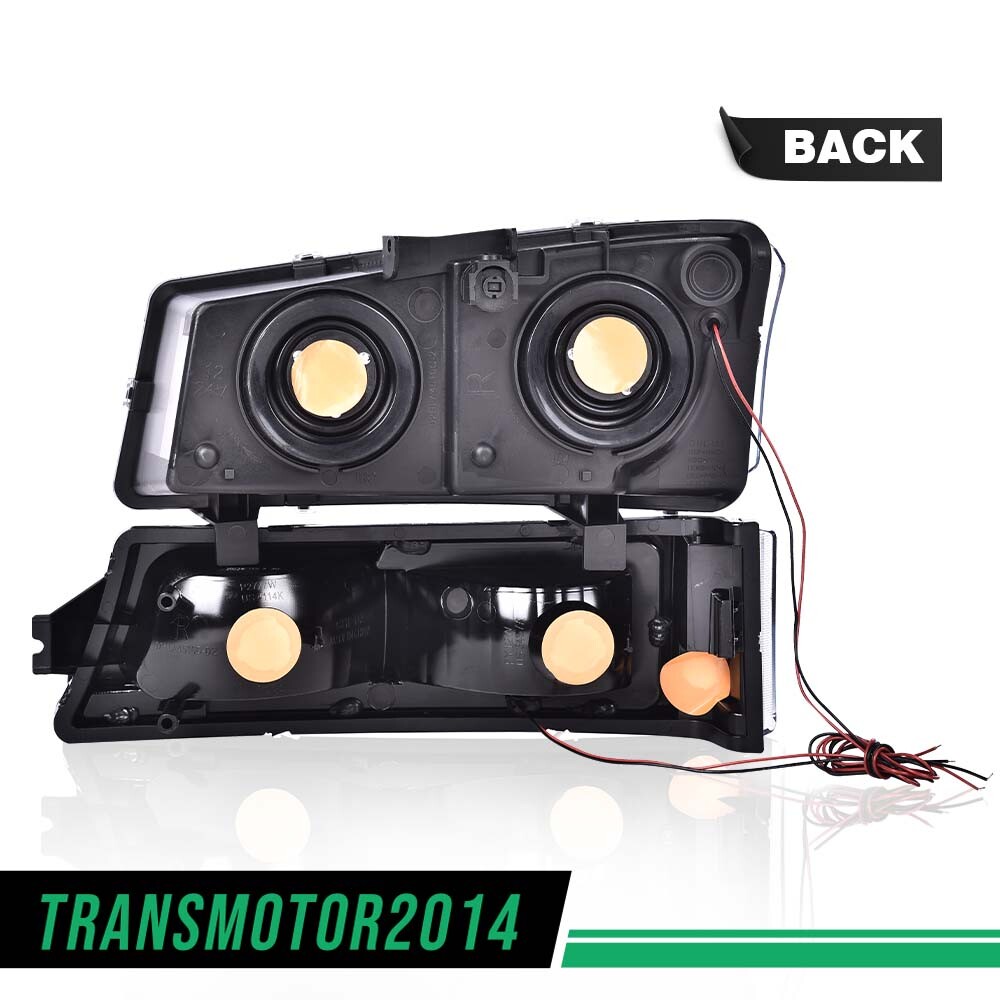 LED DRL Headlights Projector Left+Right Fit For 03-06 Chevy Silverado Avalanche