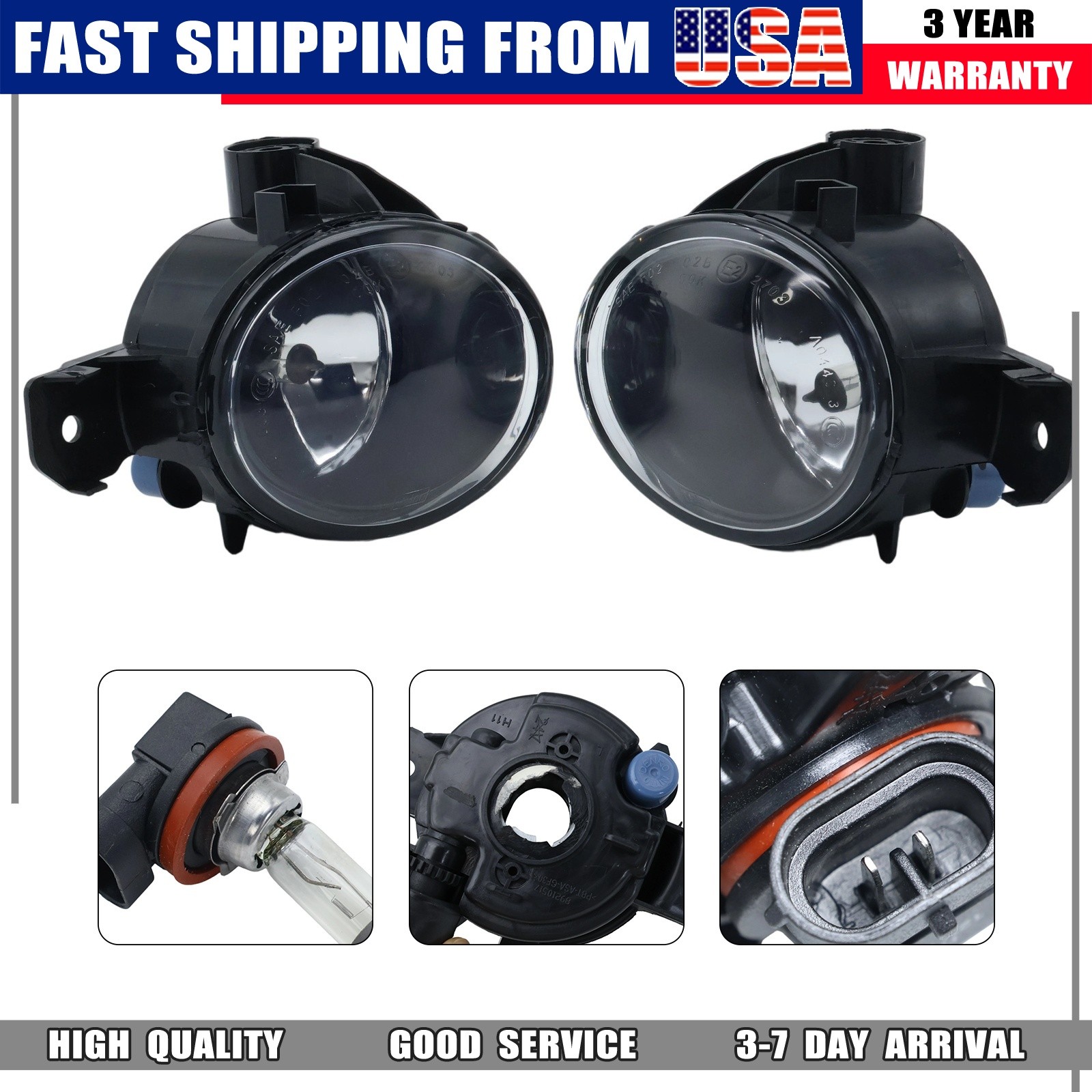 New Warm White Fog Lights w/Bulbs Left Right Pair Fits 07-13 BMW X5 E70 X3