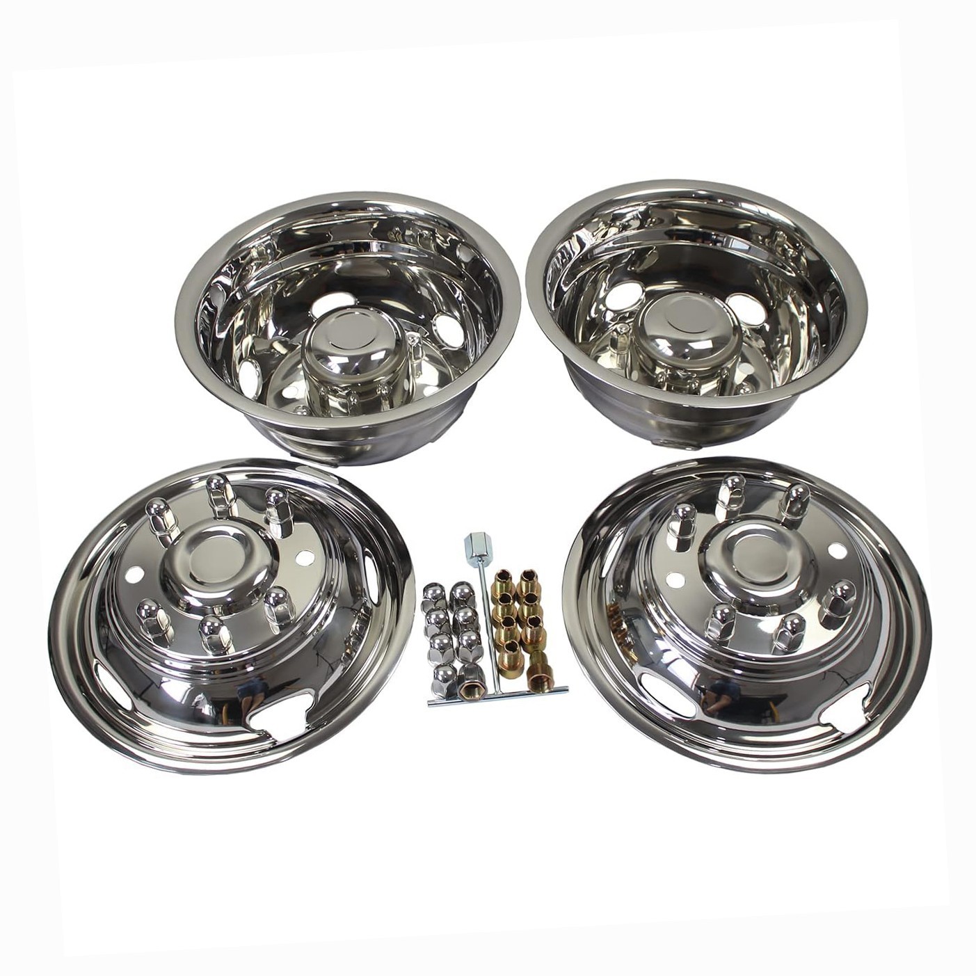17″ Steel Over-the-Lug Wheel Simulators 8 Lugs, 5 Holes for Chevy GM 3500 11-21