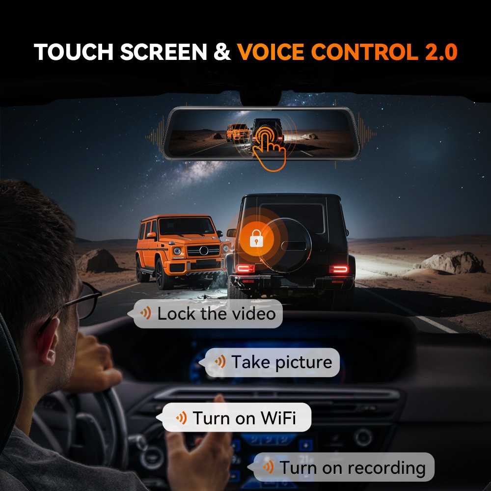 WOLFBOX Mirror Dash Camera 1080P MINI USB Front and Rear View Dash Cam