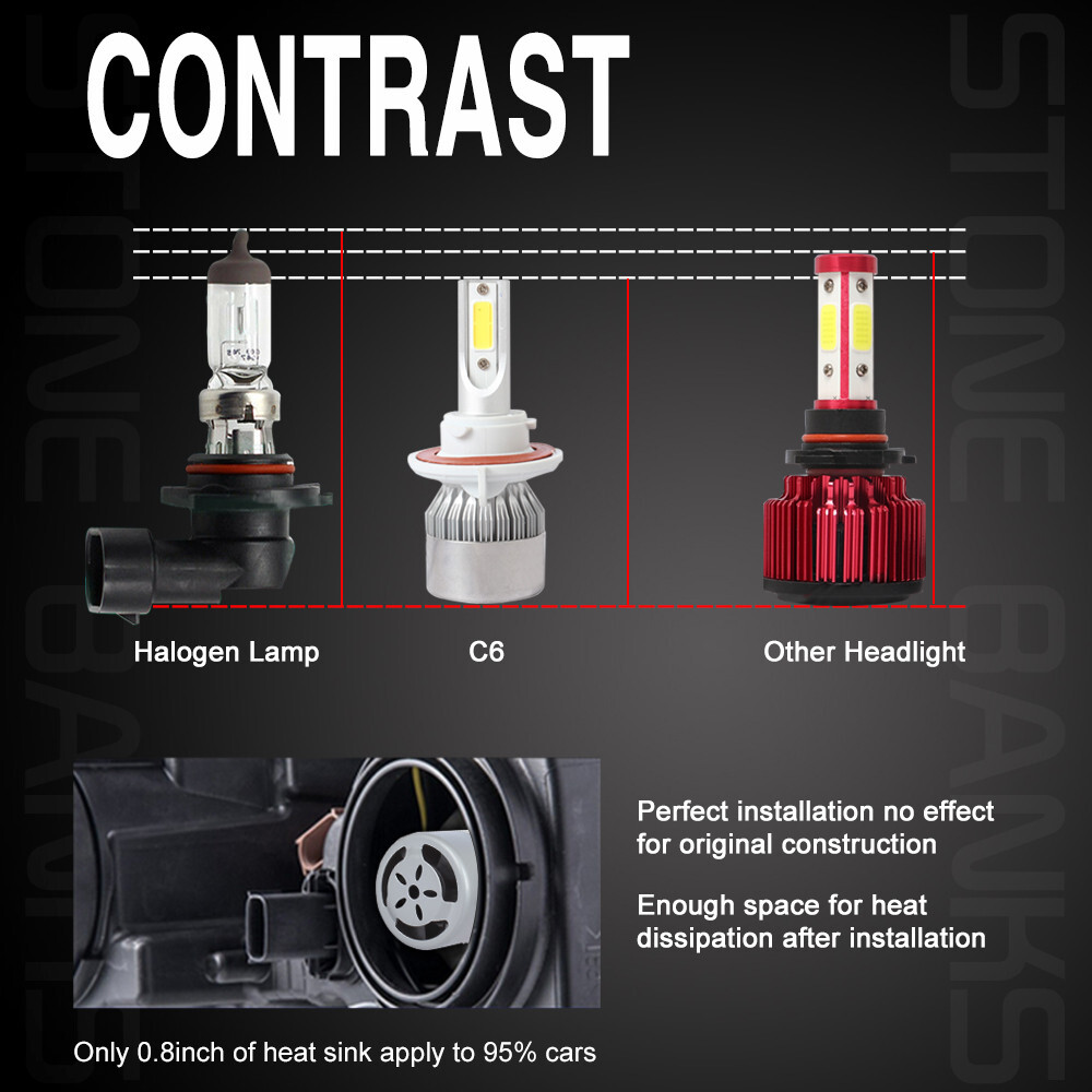 H13 9008 High Low Beam LED Headlight Bulb White 6000K Super Bright 6000K