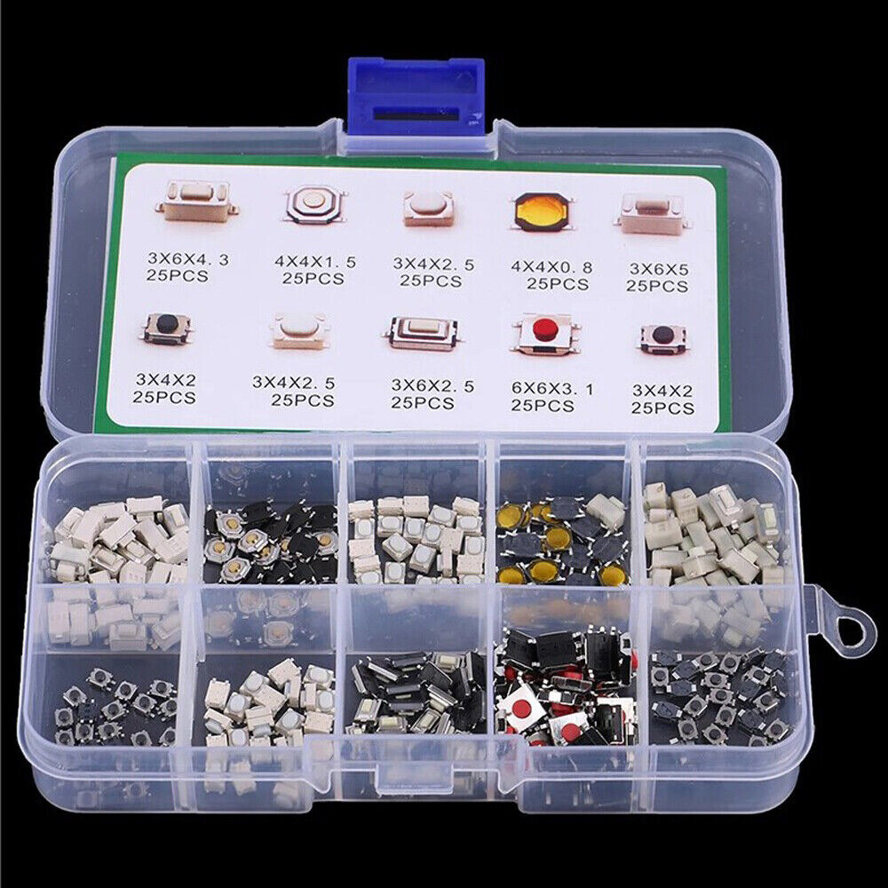 250pcs Car Micro Switches for Mini Remote Key Fob Push Button Repair Kits Tools