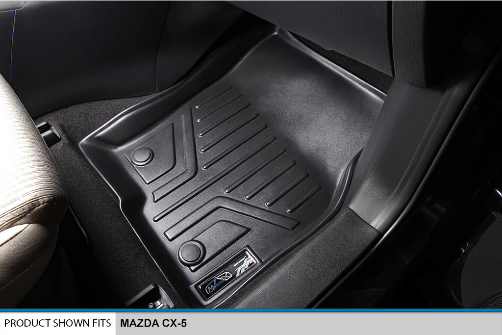 SMARTLINER Custom Fit 1st Row Black Floor Mat Liners For 2013-2016 Mazda CX-5