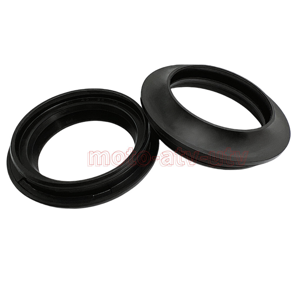 4pcs 43x55x11 Motorcycle Front Fork Damper Shock Oil Seal & Dust Seals Kit Black