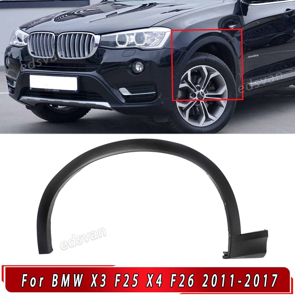 For BMW X3 F25 X4 F26 2011-2017 Front Fender Flare Wheel Opening Molding Driver