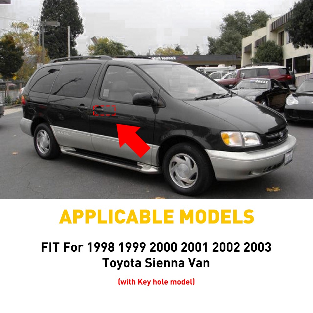 Front RH for 98-03 Toyota Sienna Passenger Side Black Exterior Outer Door Handle