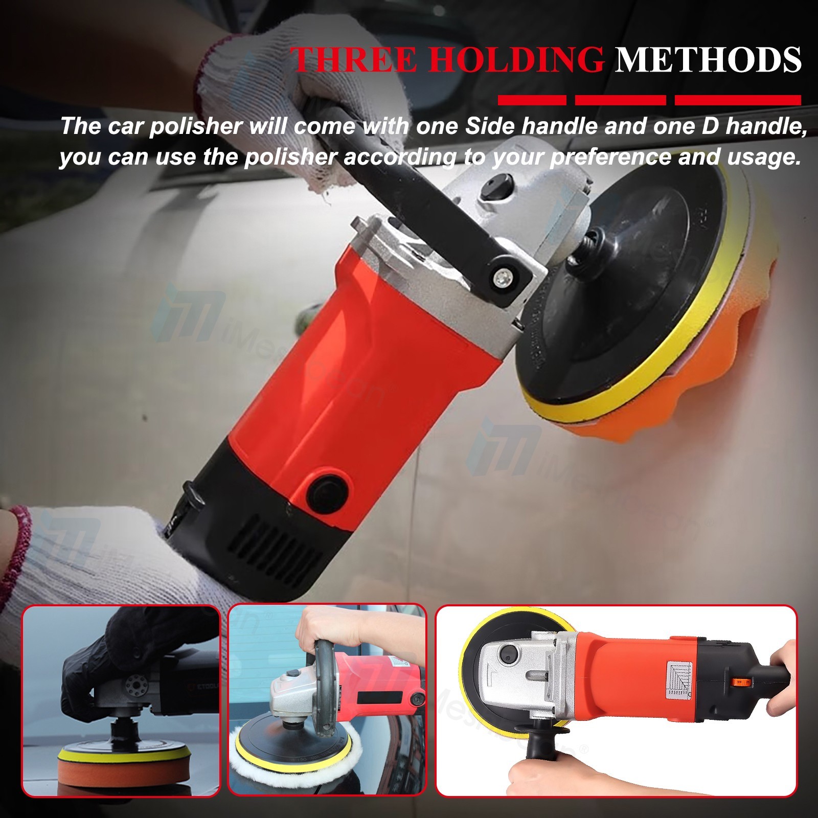 Car Buffer Polisher Waxer 8-Speed Rotary 5″6″+7″ Backing Plate Polishing Machine